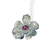 Load image into Gallery viewer, The Defiance Collection-The Glenwood Pendant Argentium Silver, 22K Yellow Gold, Star Ruby