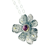 Load image into Gallery viewer, The Defiance Collection-The Glenwood Pendant Argentium Silver, 22K Yellow Gold, Star Ruby