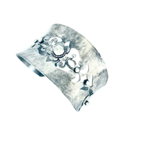 Load image into Gallery viewer, Defiance Collection-Holy Cross Cuff Argentium Bracelet, Hand Sawn Detail