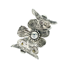 Load image into Gallery viewer, Defiance Collection-Glenwood Cuff Bracelet, Argentium Silver, 18K Yellow Gold, VS2 G 2mm Diamond