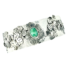 Load image into Gallery viewer, Defiance Collection-Holy Cross Cuff Argentium Bracelet, Aventurine