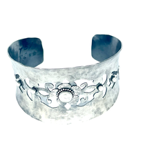 Load image into Gallery viewer, Defiance Collection-Holy Cross Cuff Argentium Bracelet, Hand Sawn Detail