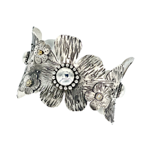 Load image into Gallery viewer, Defiance Collection-Glenwood Cuff Bracelet, Argentium Silver, 18K Yellow Gold, VS2 G 2mm Diamond