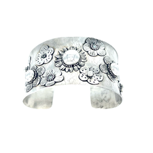 Load image into Gallery viewer, Defiance Collection-Holy Cross Cuff Argentium Bracelet, Blue Zircon