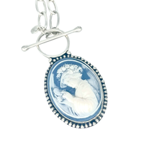 Load image into Gallery viewer, One Stone One Design Blue Replica Cameo Argentium Silver