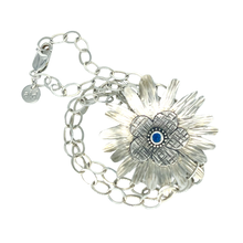 Load image into Gallery viewer, Defiance Collection- Rouge Daisy Argentium Pendant, London Blue Topaz