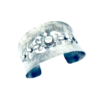 Load image into Gallery viewer, Defiance Collection-Holy Cross Cuff Argentium Bracelet, Hand Sawn Detail