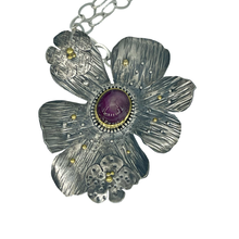 Load image into Gallery viewer, The Defiance Collection-The Glenwood Pendant Argentium Silver, 22K Yellow Gold, Star Ruby