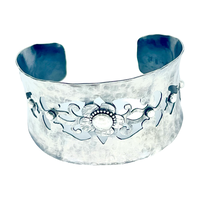 Load image into Gallery viewer, Defiance Collection-Holy Cross Cuff Argentium Bracelet, Hand Sawn Detail