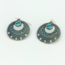 Load image into Gallery viewer, Night Sky Earrings - Argentium Silver, White Topaz, Turquoise
