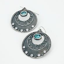 Load image into Gallery viewer, Night Sky Earrings - Argentium Silver, White Topaz, Turquoise
