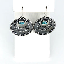 Load image into Gallery viewer, Night Sky Earrings - Argentium Silver, White Topaz, Turquoise