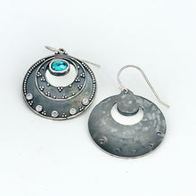 Load image into Gallery viewer, Night Sky Earrings - Argentium Silver, White Topaz, Turquoise