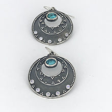 Load image into Gallery viewer, Night Sky Earrings - Argentium Silver, White Topaz, Turquoise