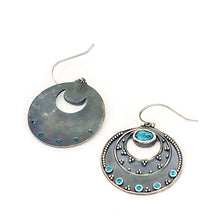 Load image into Gallery viewer, Night Sky Earrings - Argentium Silver, Blue Topaz, Turquoise