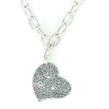Load image into Gallery viewer, Sea Rock Heart Pendant- .999 Fine Silver, Cubic Zirconia