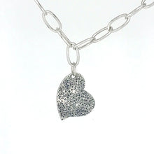 Load image into Gallery viewer, Sea Rock Heart Pendant- .999 Fine Silver, Cubic Zirconia