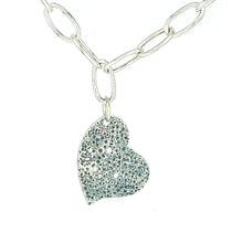 Load image into Gallery viewer, Sea Rock Heart Pendant- .999 Fine Silver, Cubic Zirconia
