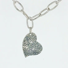Load image into Gallery viewer, Sea Rock Heart Pendant- .999 Fine Silver, Cubic Zirconia