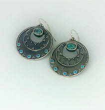 Load image into Gallery viewer, Night Sky Earrings - Argentium Silver, Blue Topaz, Turquoise