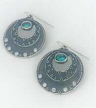 Load image into Gallery viewer, Night Sky Earrings - Argentium Silver, White Topaz, Turquoise