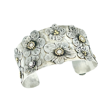 Load image into Gallery viewer, Defiance Collection-Holy Cross Cuff Argentium, 22K Gold, Diamond- Bespoke only