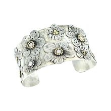 Load image into Gallery viewer, Defiance Collection-Holy Cross Cuff Argentium, 22K Gold, Diamond- Bespoke only