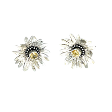 Load image into Gallery viewer, Defiance Collection- Rouge Daisy Argentium Earring, Honey Topaz
