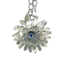Load image into Gallery viewer, Defiance Collection- Rouge Daisy Argentium Pendant, London Blue Topaz

