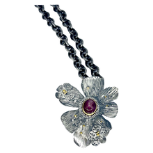 Load image into Gallery viewer, Defiance Collection-The Glenwood Pendant Argentium Silver, 22K yellow Gold, Star Ruby
