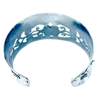 Load image into Gallery viewer, Defiance Collection-Holy Cross Cuff Argentium Bracelet, Hand Sawn Detail
