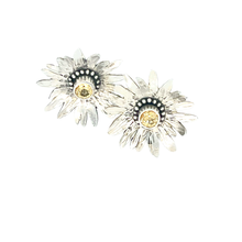 Load image into Gallery viewer, Defiance Collection- Rouge Daisy Argentium Earring, Honey Topaz
