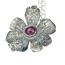 Load image into Gallery viewer, The Defiance Collection-The Glenwood Pendant Argentium Silver, 22K Yellow Gold, Star Ruby
