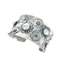 Load image into Gallery viewer, Defiance Collection-Holy Cross Cuff Argentium Bracelet, Blue Zircon
