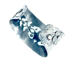 Load image into Gallery viewer, Defiance Collection-Holy Cross Cuff Argentium Bracelet, Hand Sawn Detail
