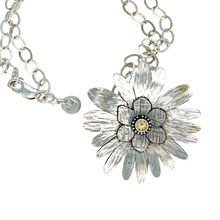 Load image into Gallery viewer, Defiance Collection- Rouge Daisy Argentium Pendant, Honey Topaz
