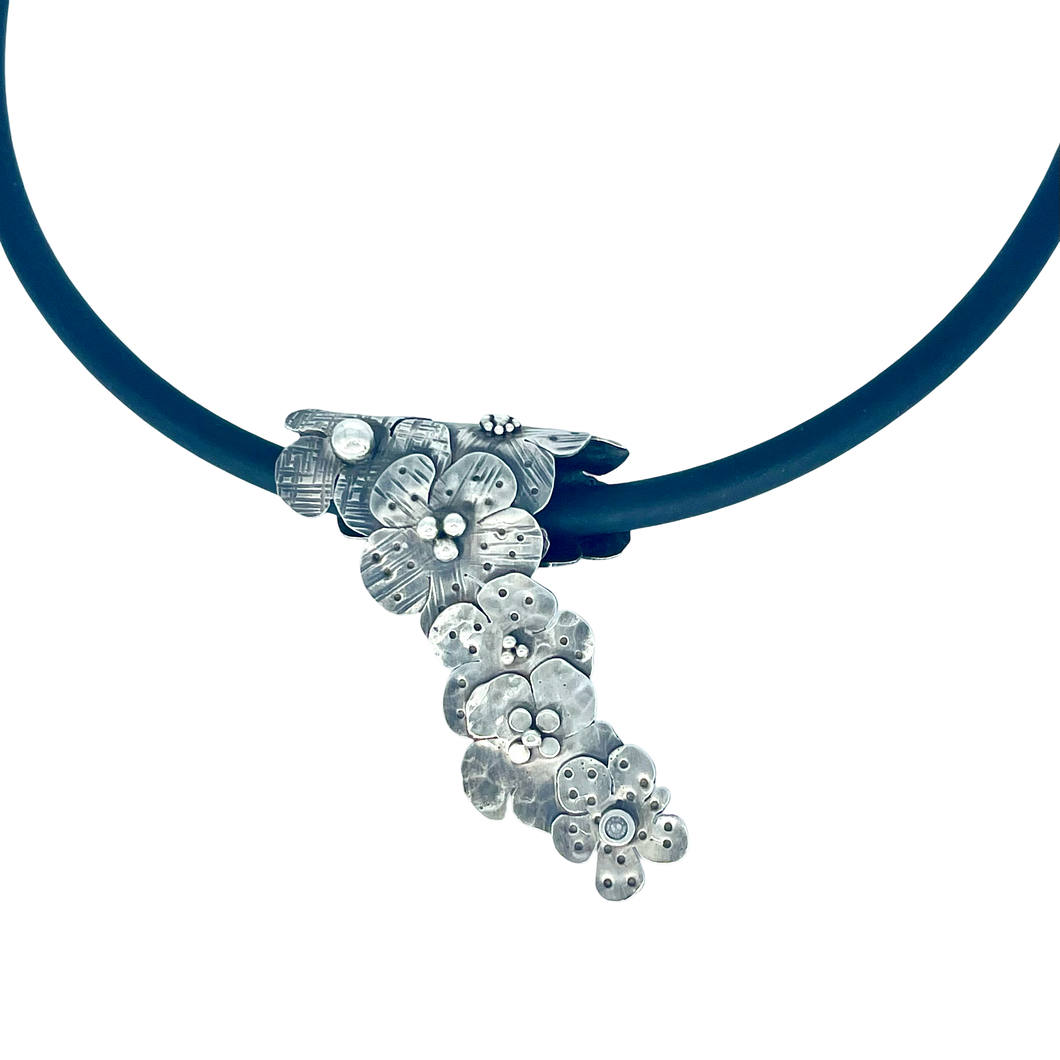 Defiance Collection-Holy Cross Waterfall Argentium  Pendant, White Topaz