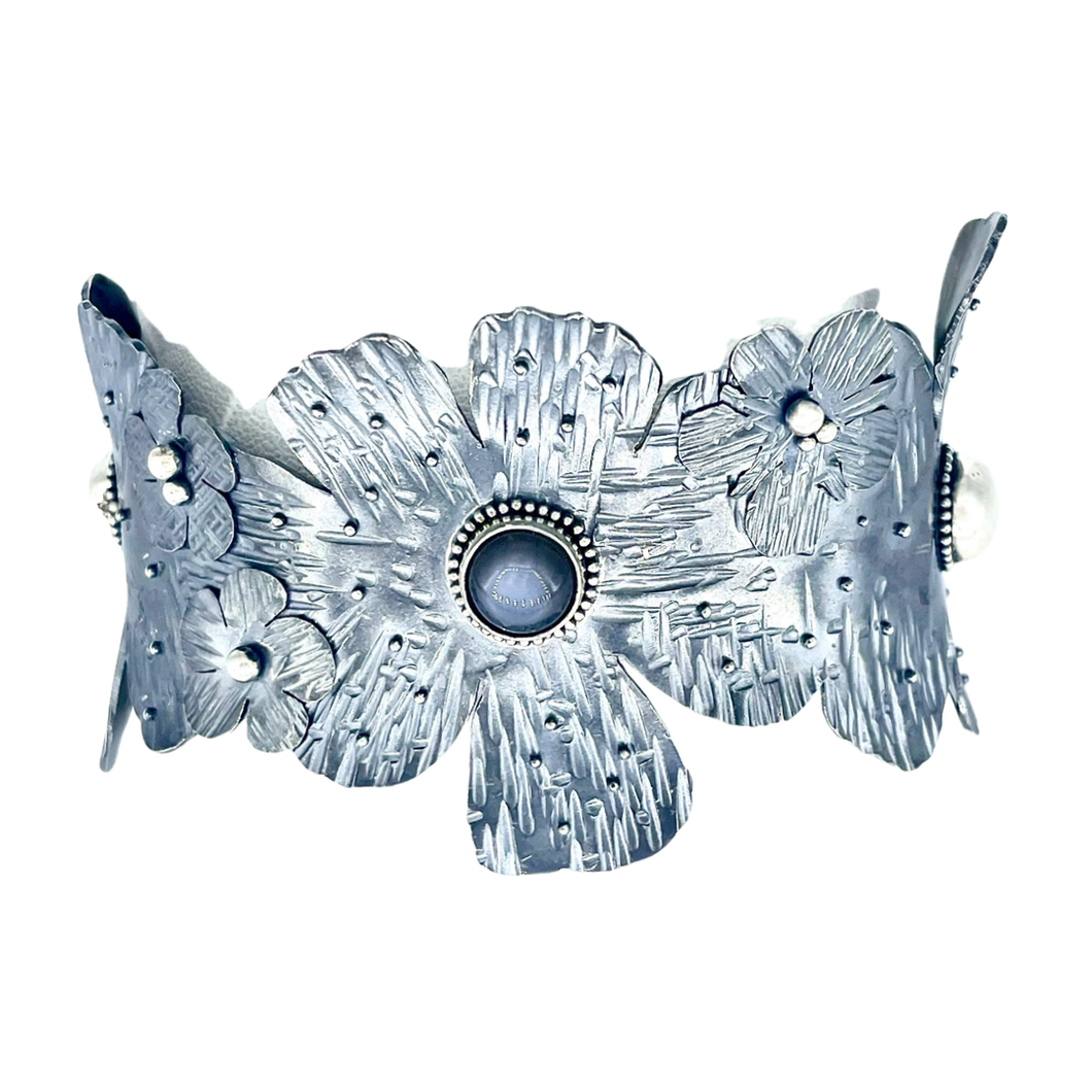 Defiance Collection-Glenwood Cuff Bracelet, Argentium Silver, Moonstone