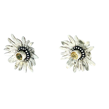 Load image into Gallery viewer, Defiance Collection- Rouge Daisy Argentium Earring, Honey Topaz
