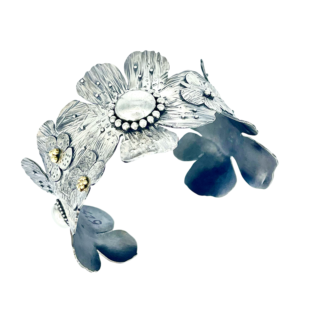 Defiance Collection-Glenwood Cuff Bracelet, Argentium Silver, 18K Yellow Gold