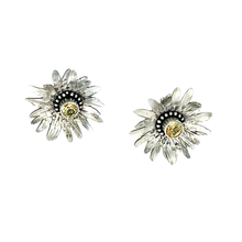 Load image into Gallery viewer, Defiance Collection- Rouge Daisy Argentium Earring, Honey Topaz
