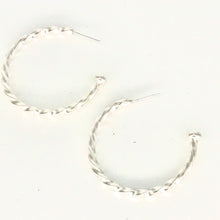 Load image into Gallery viewer, Earrings: Twisted Half Hoop - Argentium Silver

