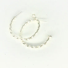 Load image into Gallery viewer, Earrings: Twisted Half Hoop - Argentium Silver
