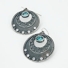Load image into Gallery viewer, Night Sky Earrings - Argentium Silver, White Topaz, Turquoise

