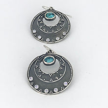 Load image into Gallery viewer, Night Sky Earrings - Argentium Silver, White Topaz, Turquoise
