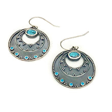 Load image into Gallery viewer, Night Sky Earrings - Argentium Silver, Blue Topaz, Turquoise
