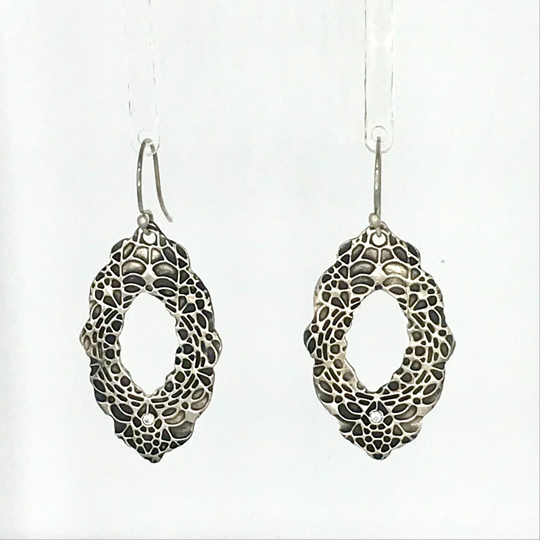 Garden Party See Thru Earring - .999 Fine Silver, Cubic Zirconia