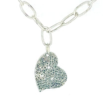 Load image into Gallery viewer, Sea Rock Heart Pendant- .999 Fine Silver, Cubic Zirconia
