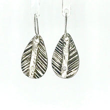 Load image into Gallery viewer, Fated Feather Teardrop Earring - .999 Fine Silver, Cubic Zirconia
