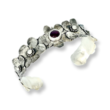 Load image into Gallery viewer, Defiance Collection-Holy Cross Cuff Argentium Bracelet, Garnet
